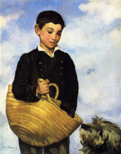 Репродукция картины "a boy with a dog" художника "мане эдуард"