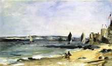 Репродукция картины "seascape at arcachon (arcachon, beautiful weather)" художника "мане эдуард"