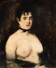 Репродукция картины "brunette with bare breasts" художника "мане эдуард"