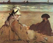 Репродукция картины "on the beach" художника "мане эдуард"