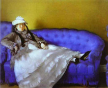 Репродукция картины "madame manet on a blue sofa" художника "мане эдуард"