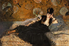 Копия картины "the lady with fans, portrait of nina de callias" художника "мане эдуард"