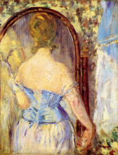 Репродукция картины "woman before a mirror" художника "мане эдуард"