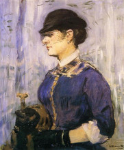 Копия картины "young woman in a round hat" художника "мане эдуард"