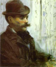 Копия картины "man in a round hat (alphonse maureau)" художника "мане эдуард"