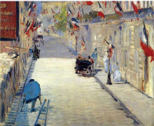 Репродукция картины "rue mosnier decorated with flags" художника "мане эдуард"