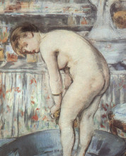 Репродукция картины "woman in a tub" художника "мане эдуард"