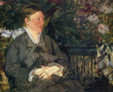 Картина "madame manet in conservatory" художника "мане эдуард"