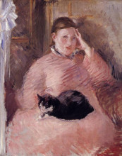 Репродукция картины "woman with a cat" художника "мане эдуард"