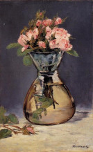Репродукция картины "moss roses in a vase" художника "мане эдуард"