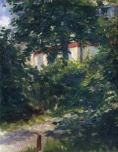 Картина "the garden around manet&#39;s house" художника "мане эдуард"