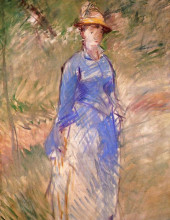 Копия картины "young woman in the garden" художника "мане эдуард"