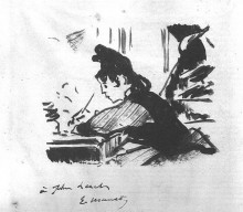 Репродукция картины "woman writing" художника "мане эдуард"