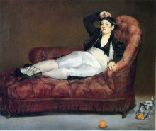 Репродукция картины "young woman reclining in spanish costume" художника "мане эдуард"