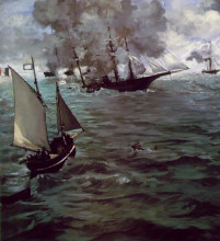 Копия картины "battle of kearsage and alabama" художника "мане эдуард"