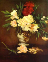 Репродукция картины "peonies in a vase" художника "мане эдуард"