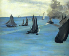 Картина "steamboat leaving boulogne" художника "мане эдуард"