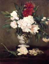 Репродукция картины "vase of peonies on a small pedestal" художника "мане эдуард"