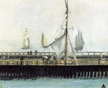 Картина "jetty at boulogne" художника "мане эдуард"