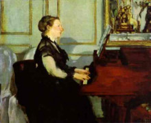 Картина "madame manet at the piano" художника "мане эдуард"