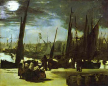 Картина "moonlight on boulogne harbour" художника "мане эдуард"