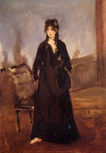 Копия картины "young woman with a pink shoe (portrait of berthe morisot)" художника "мане эдуард"