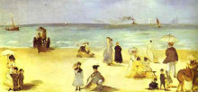 Картина "beach at boulogne" художника "мане эдуард"