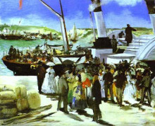Репродукция картины "the departure of the folkestone boat" художника "мане эдуард"