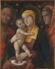 Картина "the holy family with saint mary magdalen" художника "мантенья андреа"
