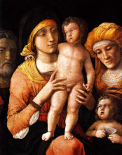Картина "the holy family with st. elizabeth and st. john the baptist" художника "мантенья андреа"