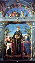 Картина "st. bernardine of siena with the angels" художника "мантенья андреа"