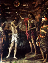 Репродукция картины "the baptism of christ" художника "мантенья андреа"