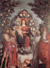 Картина "madonna&#160;with saints st.&#160;john thebaptist, st.&#160;gregory i&#160;the great,&#160;st.&#160;benedict" художника "мантенья андреа"