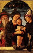 Репродукция картины "the virgin and child with saint jerome and louis of toulouse" художника "мантенья андреа"