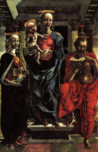 Репродукция картины "the virgin and child with saints jerome a" художника "мантенья андреа"