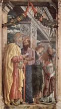 Копия картины "altarpiece&#160;of san&#160;zeno in&#160;verona, left panel&#160;of st.&#160;peter and st.&#160;paul, st.john the&#160;evangelist, st.&#160;zeno" художника "мантенья андреа"