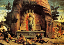 Картина "the resurrection, right hand predella panel from the altarpiece of st. zeno of verona" художника "мантенья андреа"