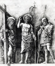 Картина "the resurrected christ between st. andrew and longinus" художника "мантенья андреа"