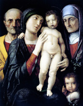 Картина "virgin and child with st. john the baptist, st. zachary and st. elizabeth" художника "мантенья андреа"