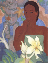 Репродукция картины "polynesian woman and tiki" художника "манукян арман"