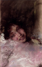 Копия картины "a young girl laughing" художника "манчини антонио"