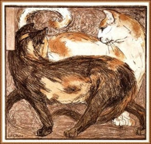 Репродукция картины "two cats" художника "марк франц"