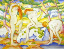 Репродукция картины "bathing girls" художника "марк франц"
