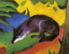 Репродукция картины "blue fox" художника "марк франц"