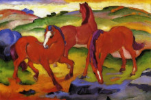 Копия картины "grazing horses iv (the red horses)" художника "марк франц"