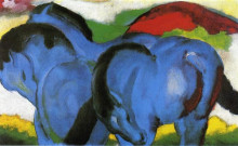 Копия картины "the little blue horses" художника "марк франц"