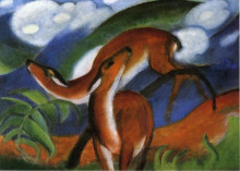 Копия картины "the red deer" художника "марк франц"