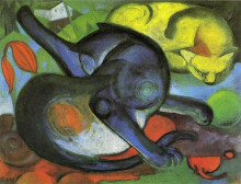Копия картины "two cats, blue and yellow" художника "марк франц"