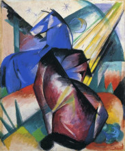 Копия картины "two horses, red and blue" художника "марк франц"