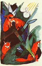 Репродукция картины "four foxes" художника "марк франц"